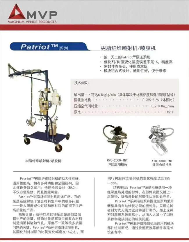 廣東博皓 美國MVP樹(shù)脂纖維噴射設備